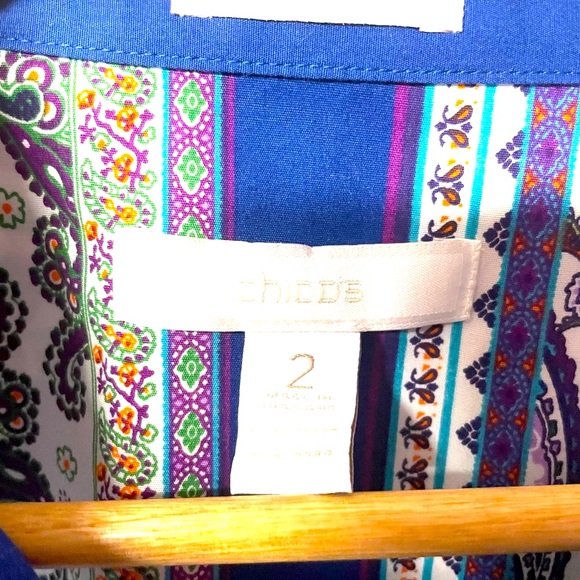 Chicos “No Iron” multicolored paisley block print button down  #H31 - Picture 3 of 5